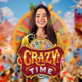Logo of Crazy Time from Evolution at Crystal Roll Casino